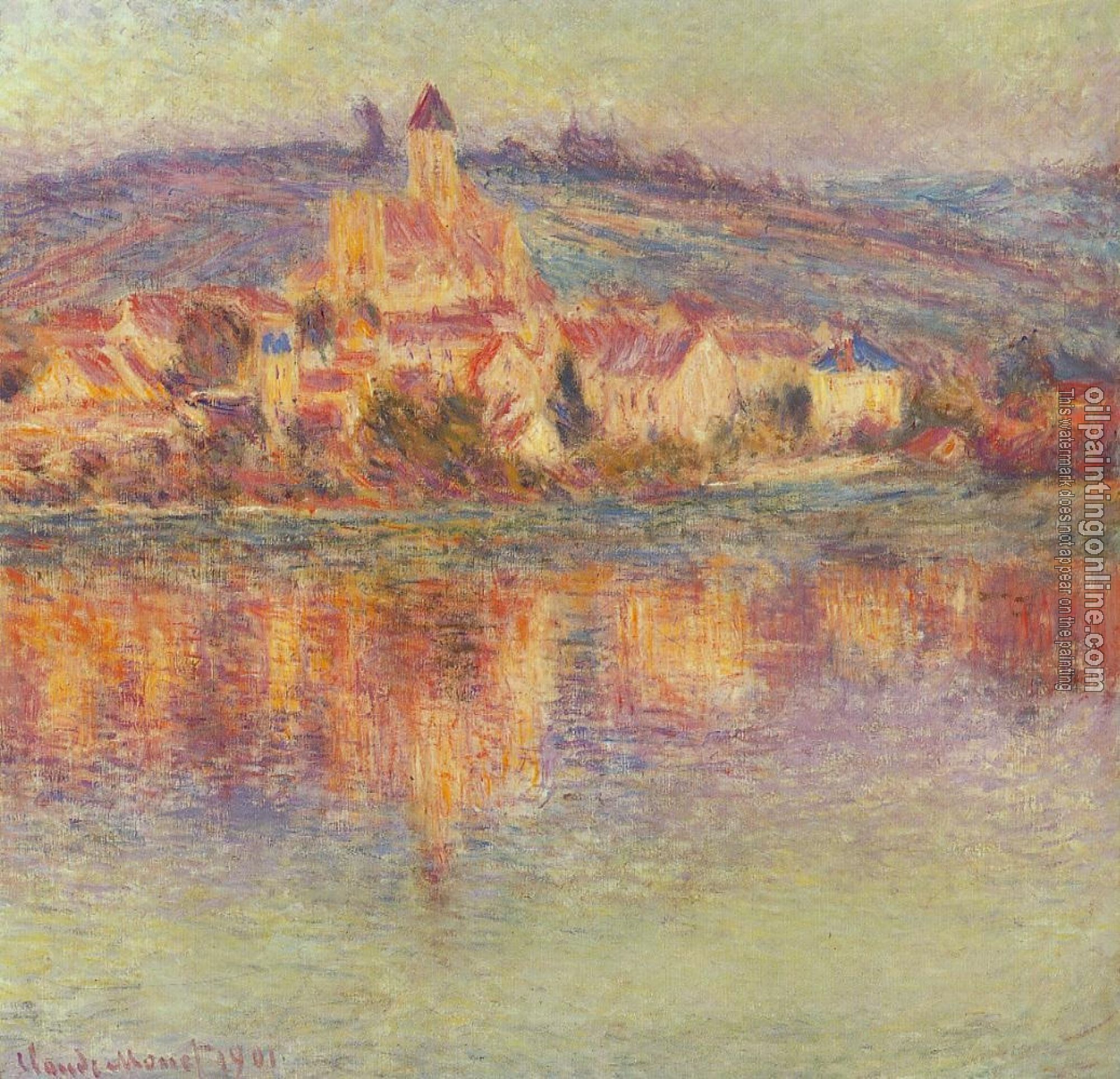 Monet, Claude Oscar - Vetheuil at Sunset